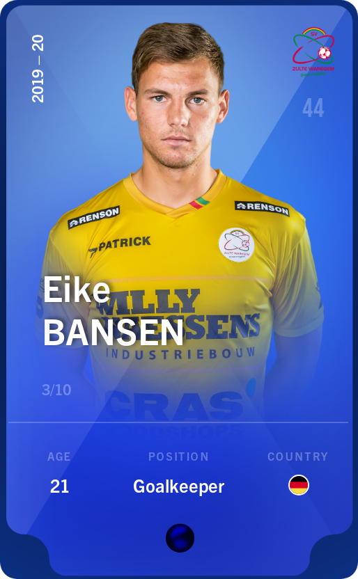 Sorare - Sorare Official - Eike Bansen 2019-20 • Super Rare 3/10 - NFT # 35675581997094261173864248234222365370267624574101945220034839874816114790113