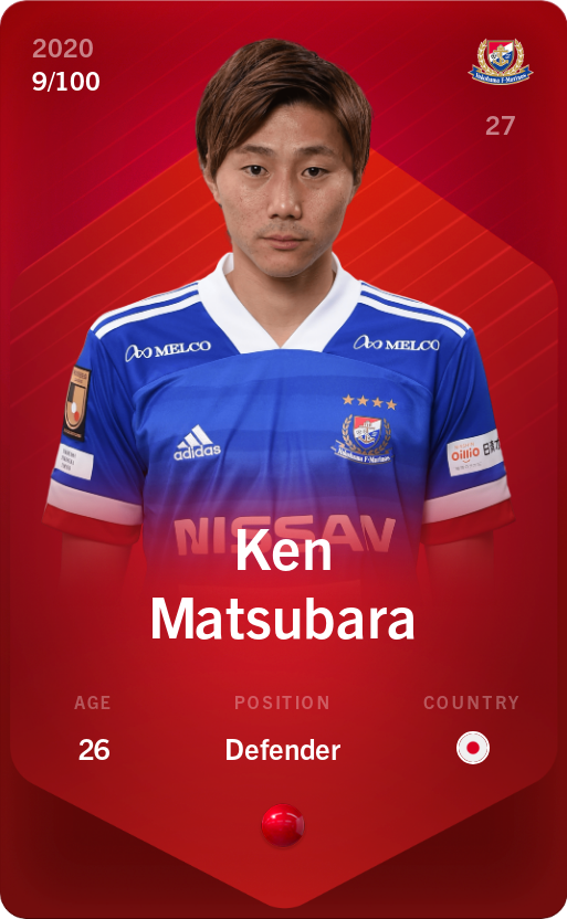 Sorare - Sorare Official - Ken Matsubara 2020-21 • Rare 9/100 - NFT # 79082220196484033888025149824157607221701080282185537352860017829074462117322