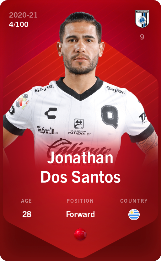 Sorare - Sorare Official - Jonathan Dos Santos 2020-21 • Rare 4/100 - NFT # 65547133437759549467392940754419324601562044646953758518962573771323288542337