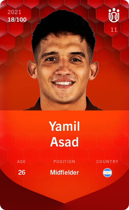 Sorare - Sorare Official - Yamil Asad 2021-22 • Rare 18/100 - NFT # 107770988923341428759838526265046975220625475606871697222916739764322301967184