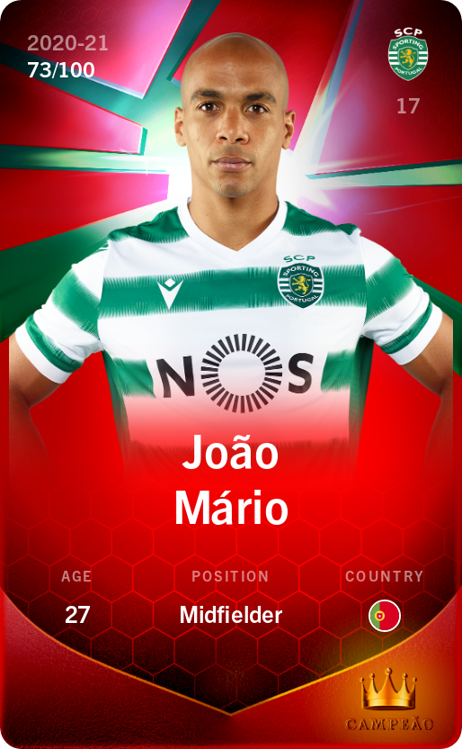 Sorare - Sorare Official - João Mário 2020-21 • Rare 73/100 - NFT # 17761226128282287668988728885559928391284664773822811703464677362180718414326