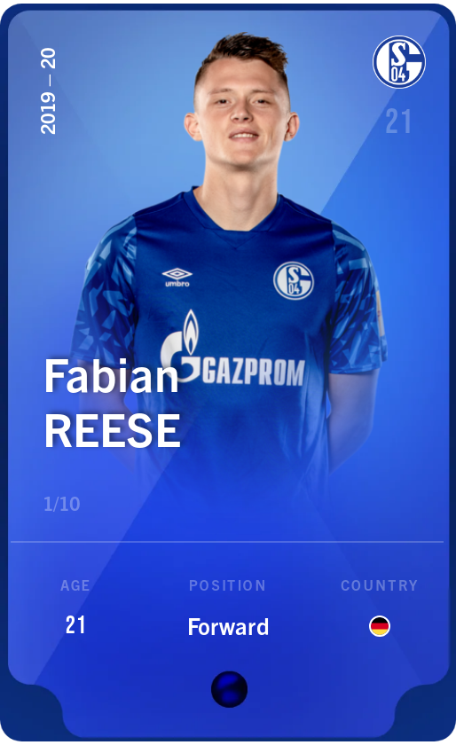 Sorare - Sorare Official - Fabian Reese 2019-20 • Super Rare 1/10 - NFT # 99292307935820288594598738655786199290170123291783740300914045112283676255173