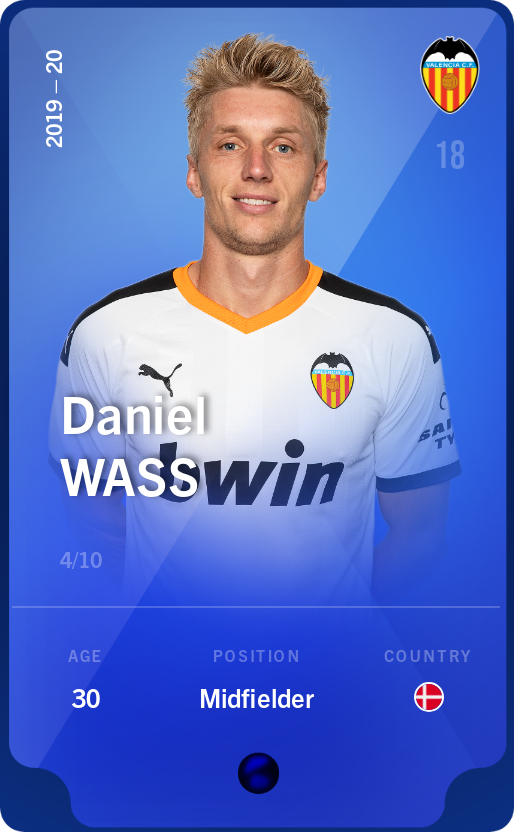 Sorare - Sorare Official - Daniel Wass 2019-20 • Super Rare 4/10 - NFT # 45379796509533185239289350688016582632987748565476957993270056089366038115934