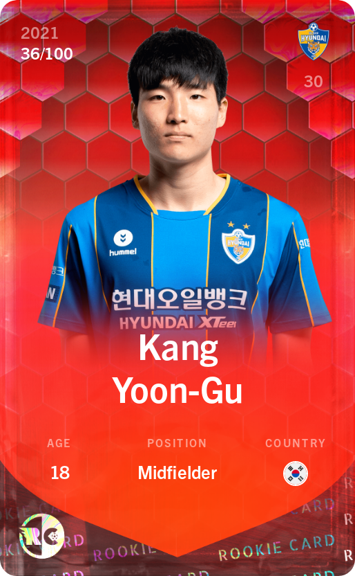 Sorare - Sorare Official - Kang Yoon-Gu 2021-22 • Rare 36/100 - NFT # 44707206341037457505358823959824748341755211560983562006567988730459577203584