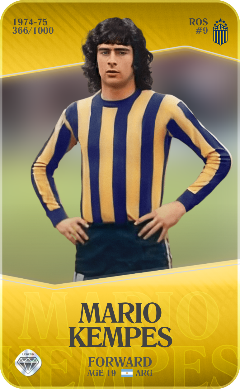 Sorare - Sorare Official - Mario Kempes 1974-75 • Limited 366/1000 - NFT # 9988076456498356844157719666008989150668244369468478508262746633669508927602