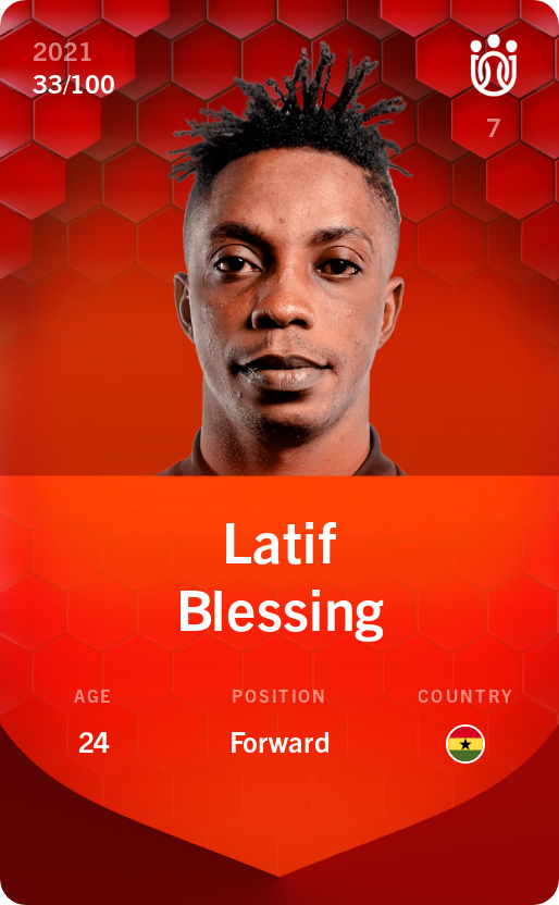 Sorare - Sorare Official - Latif Blessing 2021-22 • Rare 33/100 - NFT # 104389191493724498224597797963170810114881132441570333784721642645885515187267