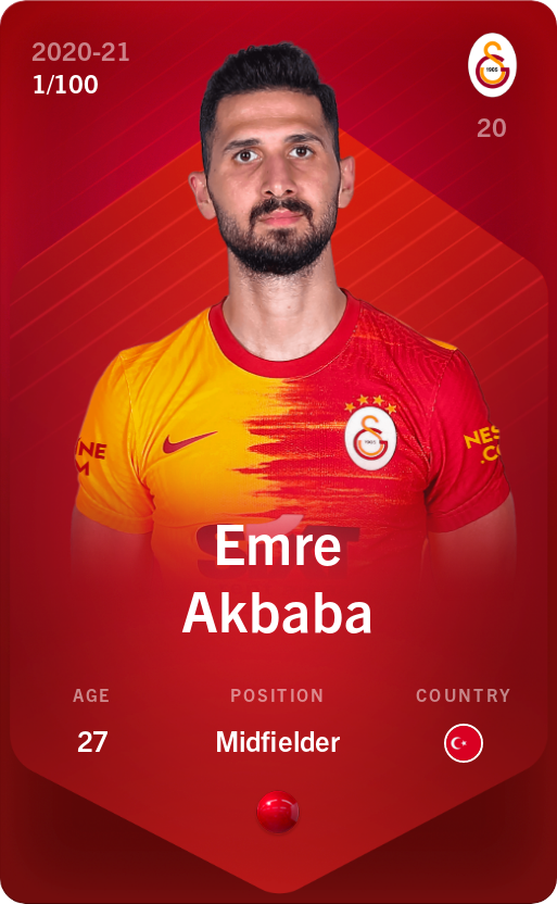 Sorare - Sorare Official - Emre Akbaba 2020-21 • Rare 1/100 - NFT # 80408946059660347453079043076880322502424345279785666994018456363697269578037