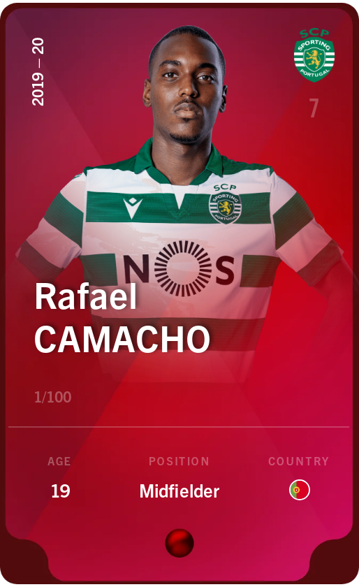 Sorare - Sorare Official - Rafael Camacho 2019-20 • Rare 1/100 - NFT # 20629595493558037874809176303829860428228581123734994318523911858242319212698
