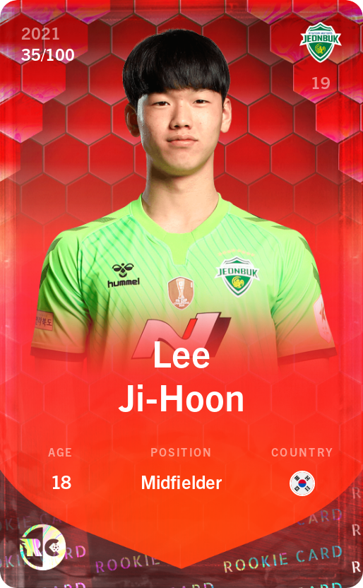 Sorare - Sorare Official - Lee Ji-Hoon 2021-22 • Rare 35/100 - NFT # 87487432207427400073908204329876540115541592518159703111359791544706773477592