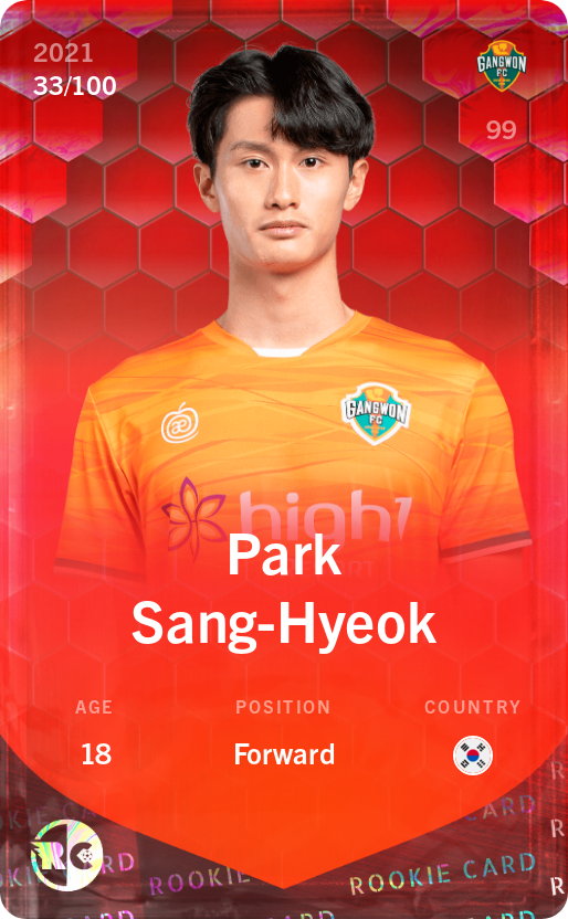 Sorare - Sorare Official - Park Sang-Hyeok 2021-22 • Rare 33/100 - NFT # 21047443609818231651125686613984368859679073403988089163811437889927055451474