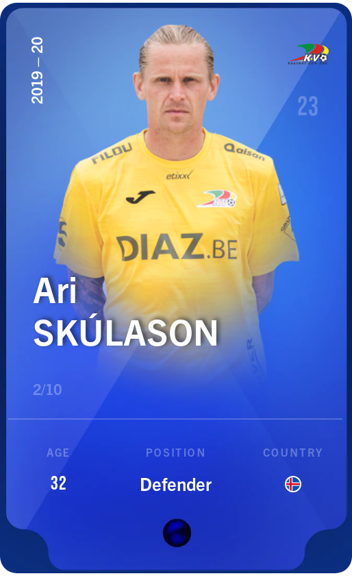 Sorare - Sorare Official - Ari Skúlason 2019-20 • Super Rare 2/10 - NFT # 75506238715792282772534671241708547229449362294359234845398701699355986152890
