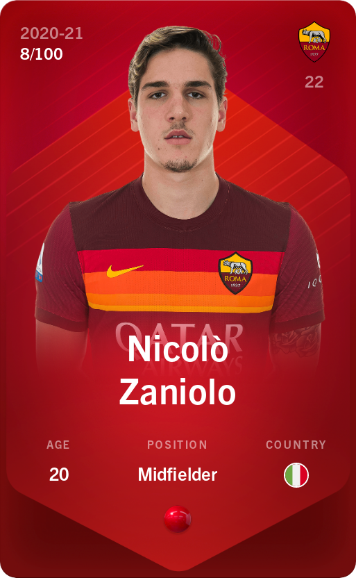 Sorare - Sorare Official - Nicolò Zaniolo 2020-21 • Rare 8/100 - NFT # 78233437969487610661827496002805139498365329724720622014783160699149606594980