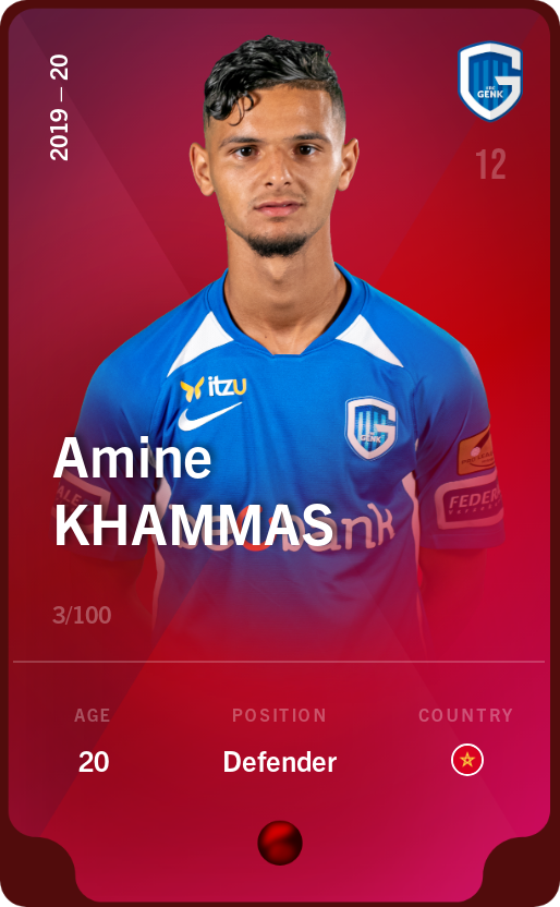 Sorare - Sorare Official - Amine Khammas 2019-20 • Rare 3/100 - NFT # 77919226066155656689823635891522716376996242386688351640331001898831454906195