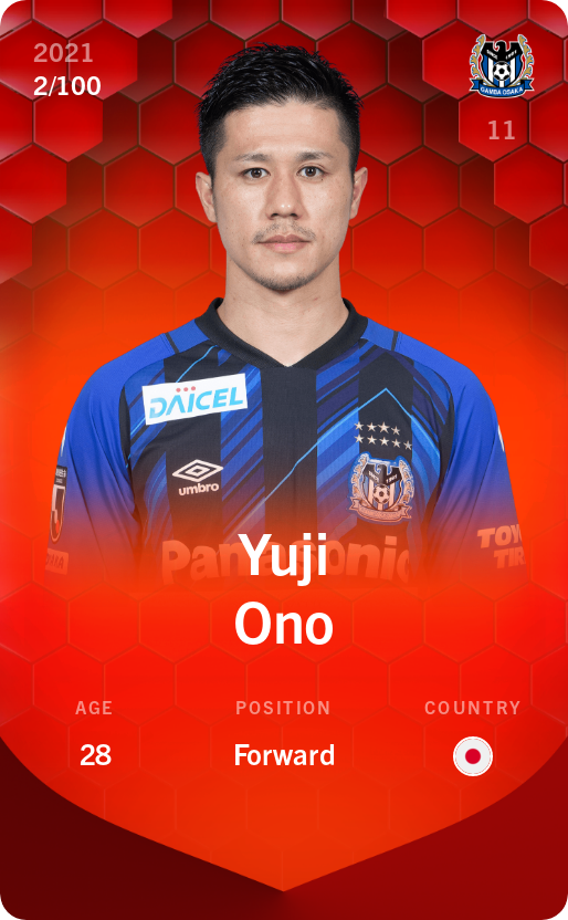 Sorare - Sorare Official - Yuji Ono 2021-22 • Rare 2/100 - NFT # 12720068673170734149837800431739588334632643866209303912411476267150879138306