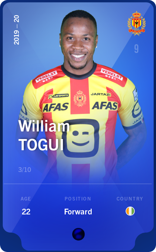 Sorare - Sorare Official - William Togui 2019-20 • Super Rare 3/10 - NFT # 104460280736406913263050861292679596834781556679079491734746870723534224950682