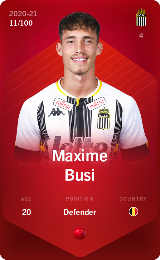 Sorare - Sorare Official - Maxime Busi 2020-21 • Rare 11/100 - NFT # 2061001308147767877035946682822863614614239715370952060896439589577015979950