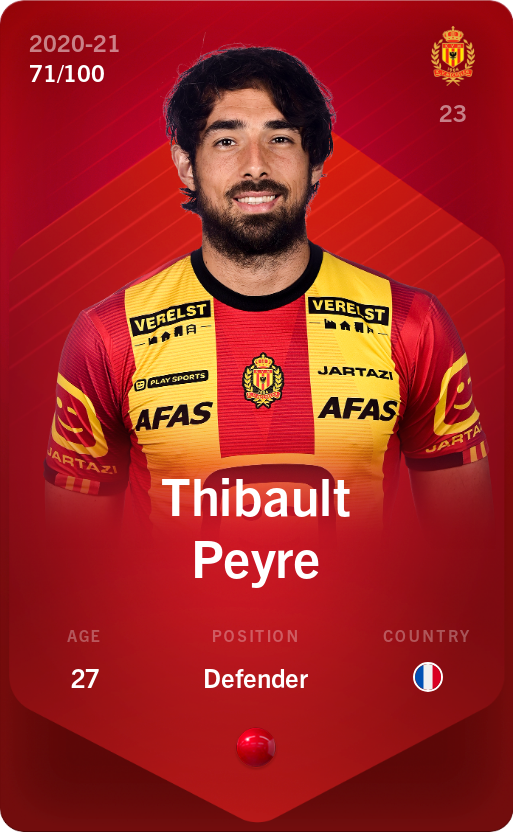 Sorare - Sorare Official - Thibault Peyre 2020-21 • Rare 71/100 - NFT # 55069876259055312416977314961304131420742562850956581166337606014658786686609