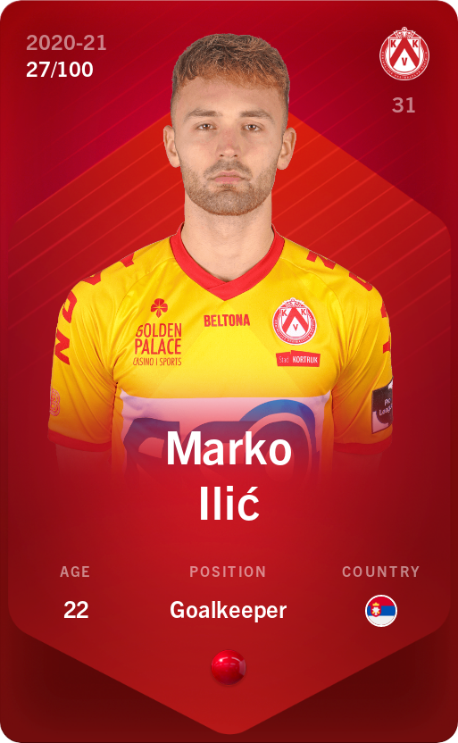 Sorare - Sorare Official - Marko Ilić 2020-21 • Rare 27/100 - NFT # 3336166315076351410732353968099469175328458066383460619205629405216512418185