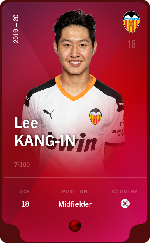 Sorare - Sorare Official - Lee Kang-In 2019-20 • Rare 7/100 - NFT # 110041947846987033225843820380542819323606476211051649698798092096485279654081