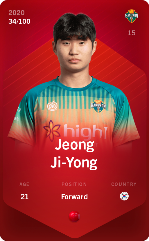 Sorare - Sorare Official - Jeong Ji-Yong 2020-21 • Rare 34/100 - NFT # 60958797747478523645646949151773419999861588146967023262977425131664038367127