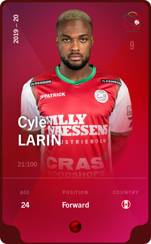 Sorare - Sorare Official - Cyle Larin 2019-20 • Rare 21/100 - NFT # 23355049046362321151181519940909198049593969365234316331622638986868532000934