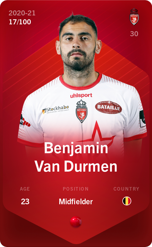Sorare - Sorare Official - Benjamin Van Durmen 2020-21 • Rare 17/100 - NFT # 104073478421675244232639425381298200797980312710655214176326586953995920739407