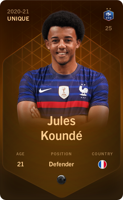 Sorare - Sorare Official - Jules Koundé 2020-21 • Unique - NFT # 1430607963474012830015592964772999024892041450211497090337574551318453480547