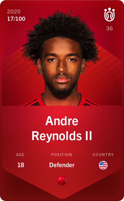 Sorare - Sorare Official - Andre Reynolds II 2020-21 • Rare 17/100 - NFT # 79071237963690794149987937768644717372495080487522039520075335098862159355153
