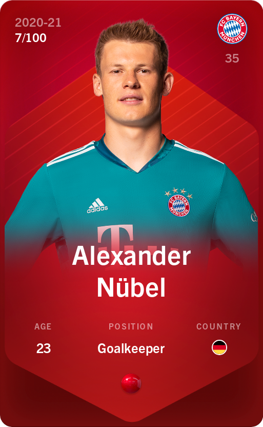 Sorare - Sorare Official - Alexander Nübel 2020-21 • Rare 7/100 - NFT # 100762664131090293389596285380194956721386830874782442080909521636257287334749