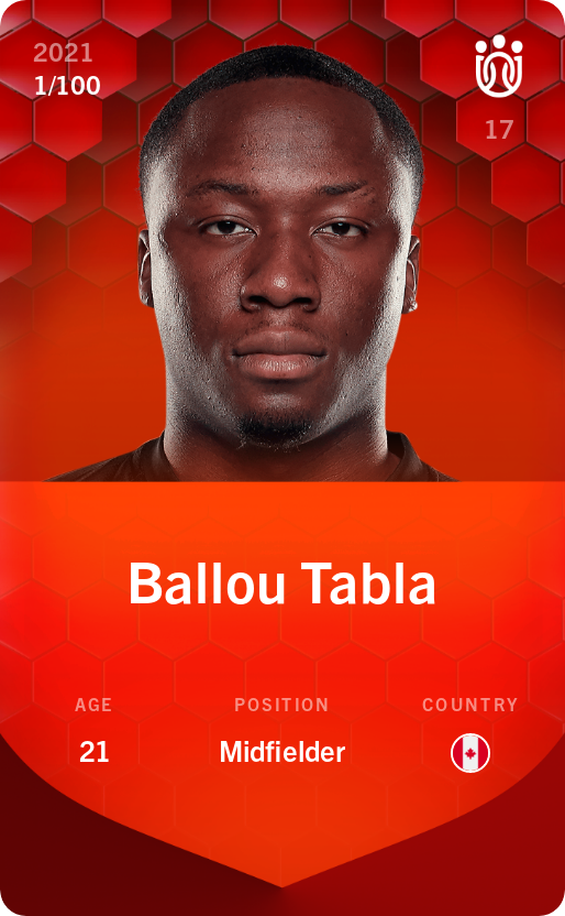 Sorare - Sorare Official -  Ballou Tabla 2021-22 • Rare 1/100 - NFT # 43330826312787591348586746537568417925910336862925548043916108195264413774386