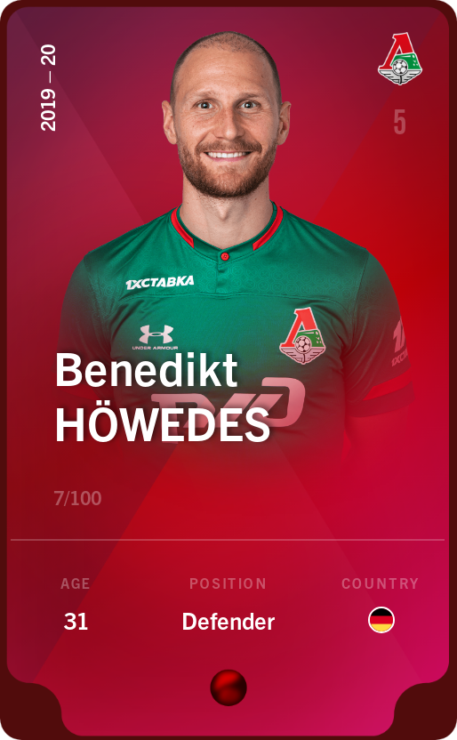 Sorare - Sorare Official - Benedikt Höwedes 2019-20 • Rare 7/100 - NFT # 72565191518524444291920442186250772090752421374121461595430487102974096381408