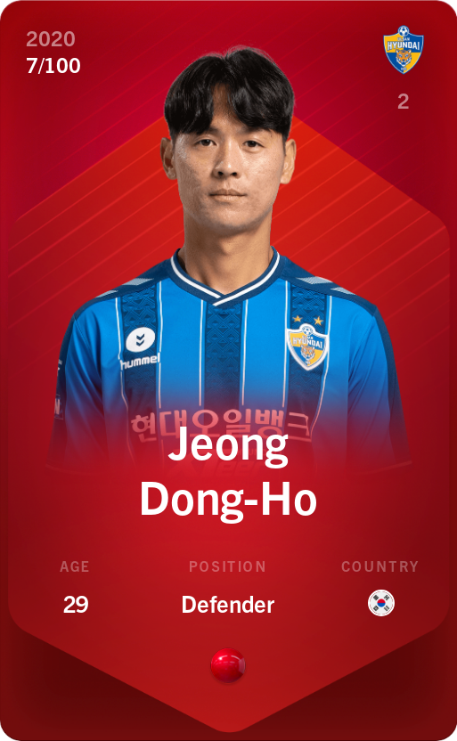 Sorare - Sorare Official - Jeong Dong-Ho 2020-21 • Rare 7/100 - NFT # 114173003340386366899540630888858244257109610061831809922621904302475992418750