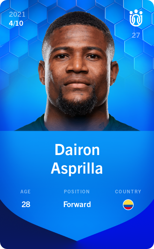 Sorare - Sorare Official - Dairon Asprilla 2021-22 • Super Rare 4/10 - NFT # 83585338439464717918636429502468375458436187032832376752638667305356726492939