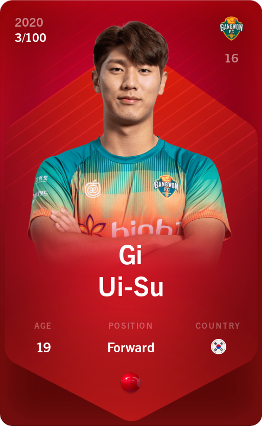 Sorare - Sorare Official - Gi Ui-Su 2020-21 • Rare 3/100 - NFT # 40980313224363030005253444938175245021649027304618634639914305319436810155168