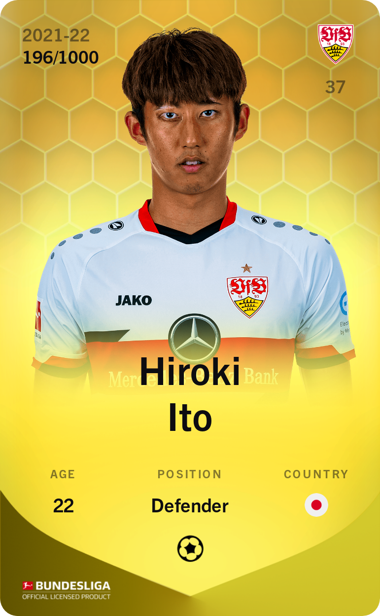 Sorare - Sorare Official - Hiroki Ito 2021-22 • Limited 196/1000 - NFT # 19182699707410808910871023094317765763654846711013480192983543790522689433458