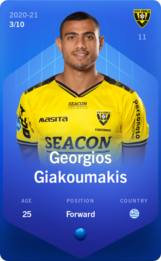 Sorare - Sorare Official - Georgios Giakoumakis 2020-21 • Super Rare 3/10 - NFT # 11815764063751848250716237286526752467365885795728144168592834715256688482930