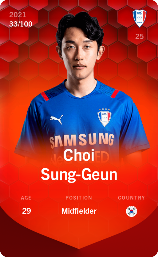 Sorare - Sorare Official - Choi Sung-Geun 2021-22 • Rare 33/100 - NFT # 27257359126288619857326458437619636241140419299817114512038505090558142960806