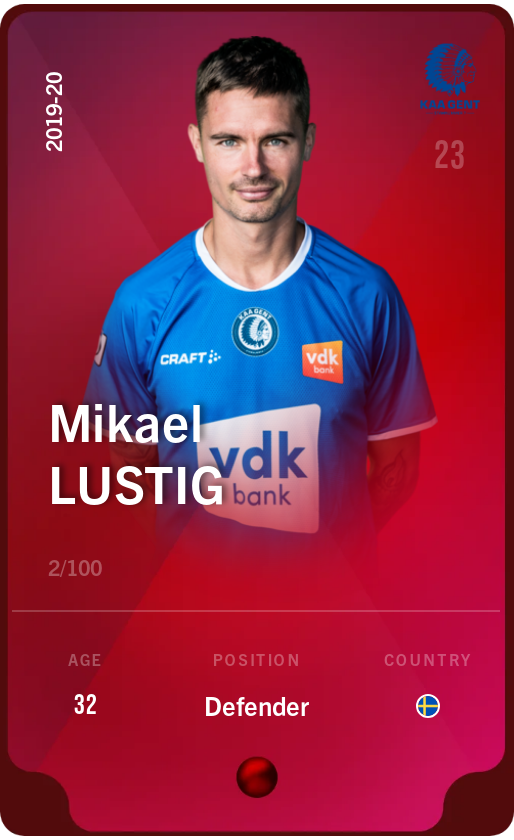 Sorare - Sorare Official - Mikael Lustig 2019-20 • Rare 2/100 - NFT # 113371658921299999207468304180636968345383103659850856007939929948907527645953