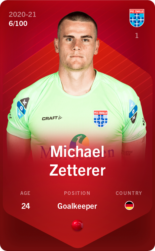 Sorare - Sorare Official - Michael Zetterer 2020-21 • Rare 6/100 - NFT # 97885344337592313678358525211186458726970456641055088104564138430036924072744