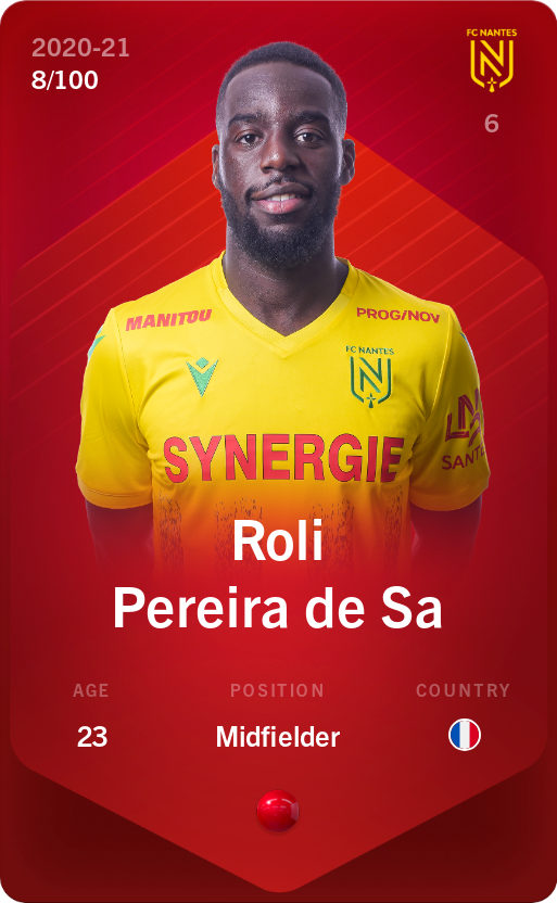 Sorare - Sorare Official - Roli Pereira de Sa 2020-21 • Rare 8/100 - NFT # 88022719474917840010475620085555764116996434199998038054434130884653187792169