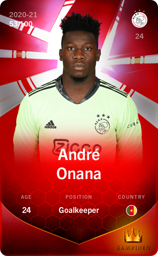 Sorare - Sorare Official - André Onana 2020-21 • Rare 53/100 - NFT # 66044813439310479937802055819210812729833362158072936017740673936697664155256