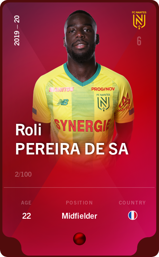 Sorare - Sorare Official - Roli Pereira de Sa 2019-20 • Rare 2/100 - NFT # 57866784167010544558309533461578660735122532884506148060487023130753213842766