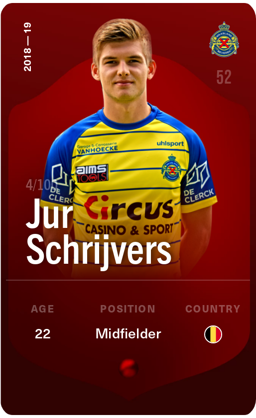 Sorare - Sorare Official - Jur Schrijvers 2018-19 • Rare 4/100 - NFT # 66488554022612439153076089945334544424949631391192446123201276683917276356882