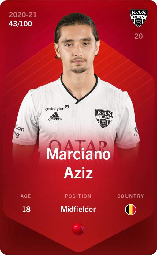 Sorare - Sorare Official - Marciano Aziz 2020-21 • Rare 43/100 - NFT # 30627299976326925131211855160547484458446204172474579541922701517926020263258