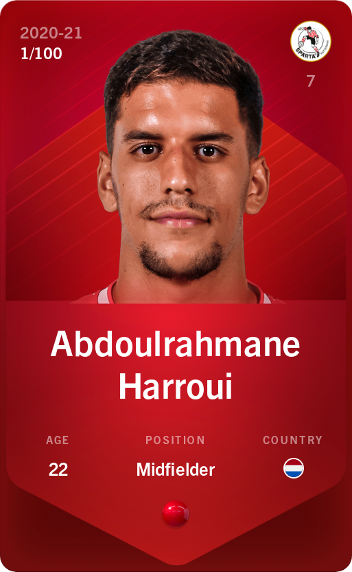 Sorare - Sorare Official - Abdoulrahmane Harroui 2020-21 • Rare 1/100 - NFT # 74956483726052804889837453524920847947358121271281970079149989294435838030283