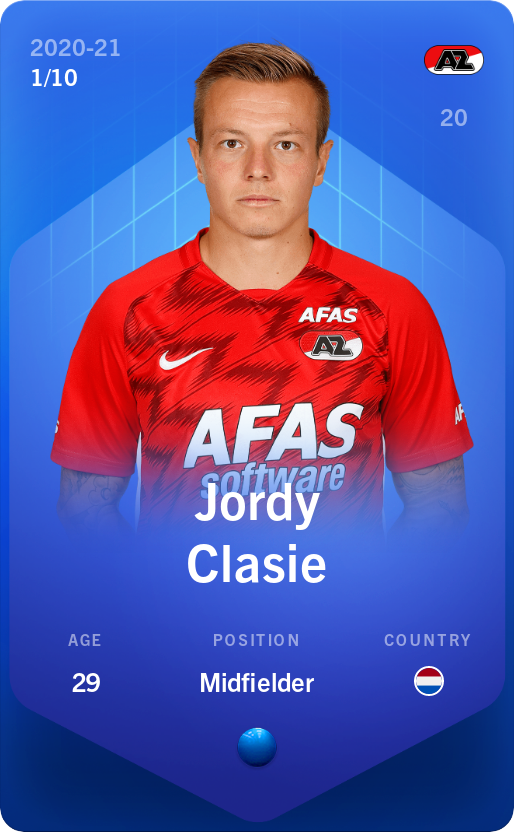 Sorare - Sorare Official - Jordy Clasie 2020-21 • Super Rare 1/10 - NFT # 110752036381469155553978187507159881642236001610804957090954986519046435655017