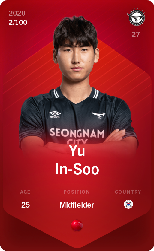 Sorare - Sorare Official - Yu In-Soo 2020-21 • Rare 2/100 - NFT # 68958777592292237565759233844470364779633059958939121517238815576630486836569
