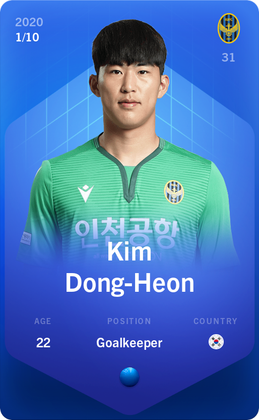 Sorare - Sorare Official - Kim Dong-Heon 2020-21 • Super Rare 1/10 - NFT # 22378962553821129259552597163941715052889982286035710347363032056138988647496