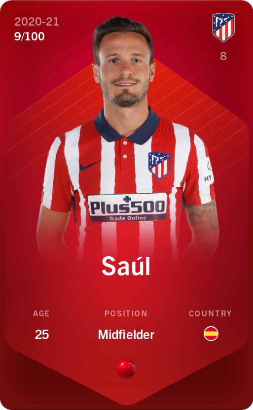 Sorare - Sorare Official - Saúl 2020-21 • Rare 9/100 - NFT # 99874265155263177659982529458373238557528427599763511264963712246589456897511