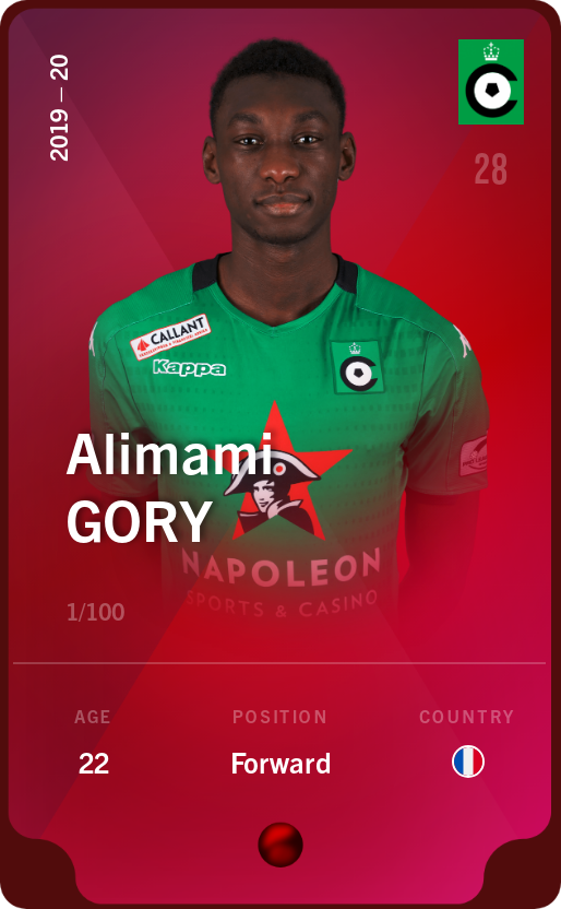 Sorare - Sorare Official - Alimami Gory 2019-20 • Rare 1/100 - NFT # 114125306938171181653935200046723722427009876662807842033577908939964864862617